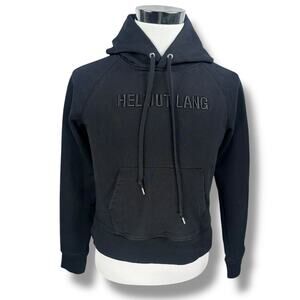 Helmut Lang Hoodie Women's Large Men's Medium Black Embroidered Logo Spellout